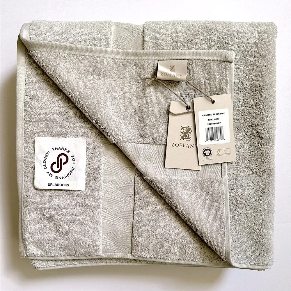 🎁ZOFFANY Bath Towel Set -2 PCS- Flint Grey - 3D20050BGY- Kanoko Plain Dye